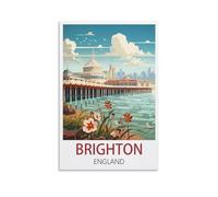 FUUDANG Brighton England Vintage Travel Posters 20x30inch(50x75cm) Canvas Art Poster And Wall Art Picture Print Modern Family Bedroom Decor Posters