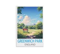 FUUDANG Greenwich Park England Vintage Travel Poster 12x18inch(30x45cm) Canvas Art Poster And Wall Art Picture Print Modern Family Bedroom Decor Posters