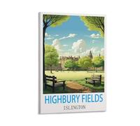 FUUDANG Highbury Fields Islington Vintage Travel Poster 16x24inch(40x60cm) Canvas Art Poster And Wall Art Picture Print Modern Family Bedroom Decor Posters
