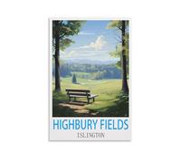 FUUDANG Highbury Fields Islington Vintage Travel Posters 08x12inch(20x30cm) Canvas Art Poster And Wall Art Picture Print Modern Family Bedroom Decor Posters