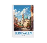 FUUDANG Jerusalem Israel Vintage Travel Poster 08x12inch(20x30cm) Canvas Art Poster And Wall Art Picture Print Modern Family Bedroom Decor Posters