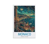 FUUDANG Monaco French Riviera Vintage Travel Posters 08x12inch(20x30cm) Canvas Art Poster And Wall Art Picture Print Modern Family Bedroom Decor Posters