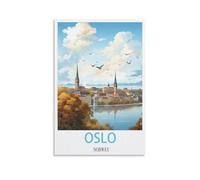 FUUDANG Oslo Norway Vintage Travel Poster 12x18inch(30x45cm) Canvas Art Poster And Wall Art Picture Print Modern Family Bedroom Decor Posters