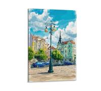 FUUDANG Ostrava Czech Republic Vintage Watercolor Canvas Wall Art