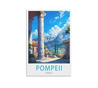 FUUDANG Pompeii Italy Vintage Travel Poster 16x24inch(40x60cm) Canvas Art Poster And Wall Art Picture Print Modern Family Bedroom Decor Posters