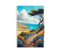 FUUDANG Quantock Hills Vintage Watercolor Canvas Wall Art