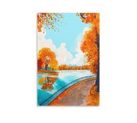 FUUDANG Regent Park London Vintage Watercolor Canvas Wall Art