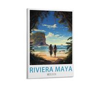 FUUDANG Riviera Maya Mexico Vintage Travel Poster 08x12inch(20x30cm) Canvas Art Poster And Wall Art Picture Print Modern Family Bedroom Decor Posters