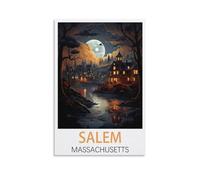 FUUDANG Salem Massachusetts Vintage Travel Posters 20x30inch(50x75cm) Canvas Art Poster And Wall Art Picture Print Modern Family Bedroom Decor Posters