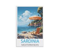 FUUDANG Sardinia Mediterranean Vintage Travel Poster 12x18inch(30x45cm) Canvas Art Poster And Wall Art Picture Print Modern Family Bedroom Decor Posters