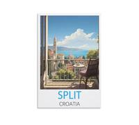 FUUDANG Split Croatia Vintage Travel Poster 16x24inch(40x60cm) Canvas Art Poster And Wall Art Picture Print Modern Family Bedroom Decor Posters