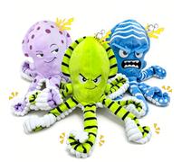 Fuufome Octopus Dog Chew Toys, 3 Pack No Stuffing Squeaky Interactive Crinkle Plush Toy for Puppy Small Medium Large Dogs, Toss & Fetch, Keep Dogs Busy