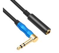 FUUGlan 6.35mm Stereo Extension Adapter With Right Angled Head 1/4inch Male To 1/4 Female Extension For Electronic Keyboards Electronic Drum Connection Cord