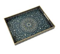 Fuukou Large Serving Tray Decorative Tray,Boho Tray with Handles,Large Serving Tray for Ottoman Coffee Table,Decorative Tray for Living Room Bathroom and Kitchen Counter,Large Plastic Tray 16"X12"