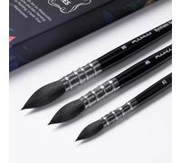 Fuumuui 3PCS Watercolor Brush Set -Premium Synthetic Squirrel Hair for Smooth Color Flow and Precision Control, Short Handles for Professional Artists - Water Color Painting