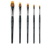 Fuumuui 5pcs Dual-Layer Synthetic Filbert Grainer Brush Set for Unique Texture Painting Perfect for Artists Acrylic, Watercolor and Oil