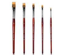 Fuumuui 5pcs Dual-Layer Synthetic Hair Flat Grainer Brush Set | Professional Flat Comb Brushes for Unique Texture Painting Perfect for Acrylic, Watercolour