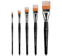 Fuumuui 5PCS Grainer Brush Set - Professional Flat Comb Brushes for Unique Texture Painting Perfect for Artists Acrylic, Watercolor and Oil