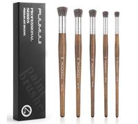 Fuumuui 5Pcs Natural Badger Bristle Blending Brush, Professional Paint Brushes Set for Acrylic, Oil and Gouache - Round Flat Top Shape with Birch Handle