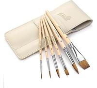 Fuumuui 6pcs Kolinsky Travel Watercolour Brushes | Professional Sable Watercolour Paint Brushes for Artists Pointed Rounds Flat Wash Water Colour Brushes for Watercolour Acrylics Inks Gouache