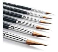 Fuumuui 6PCS Triangle Wedge Watercolor Brushes Set - Dagger & Detail Pointed Professional Synthetic Paint Brush for Watercolour, Gouache - Best for Shapes, Fine Lines - Ergonomic Artist Paintbrushes