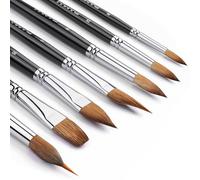 Fuumuui 7PCS Kolinsky Sable Watercolor Brush Set, Professional Artist Paint Brushes with Patented Extended Point Design, Round, Flat, Dagger, Cat's Tongue for Watercolor, Gouache & Ink