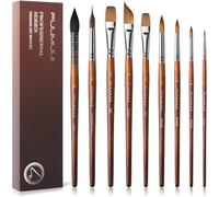 Fuumuui Professional Sable Watercolour Brushes 9pcs | Artist Paint Brush Set, Squirrel Hair Mop Brush, Extended Point Brush, Round Point, Flat, Dagger for Watercolor Gouache Inks Painting