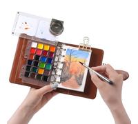 Fuumuui Travel Watercolour Paint Set 24 Colors PU Leather - 20 Sheets