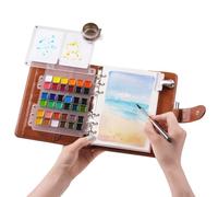 Fuumuui Travel Watercolour Paint Set 36 Colors PU Leather 20 Sheets
