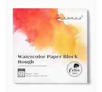 Fuumuui Watercolor Paper Block 8x8 Inch, 100% Cotton, 22 Sheets, Rough Texture, 300gsm/140lb, Acid-Free for Textural & Landscape Painting