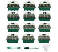 Fuuner Seed Trays 12 Pack, 144 Cell Seedling Tray Kit, Propagators for Plants with Lids, Adjustable Vents Dome & Base, Seed Starter/Seed Propagator for Greenhouse Germination