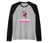 Fuuny Avalanche Sniffer Snowdog Alpine Sports Skiing Dog Raglan Baseball Tee
