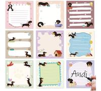 FUUNY Dachshund Sticky Notes, 9 Pack Cute Wiener Dog Themed Notepad Set, 3 x 3 Inch, 450 Sheets Total, Colorful Cartoon Design for Office Supplies