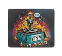 FUUNY Dumpster Fire Mouse Pad, I'm Fine It's Fine Everything is Fine Funny Gothic Skeleton Dumpster Fire Mouse Pad for Work Wireless Mouse Computers Laptop Desk Accessories, 11.8" x 9.8"