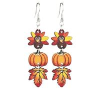 Fuuny Thanksgiving Dangle Earring for Women Handmade Colorful Pumpkin Turkey Chicken Leaf Maple Earrings Autumn Fall Holiday Thanksgiving Christmas Party Jewelry Gifts, Acrylic, No Gemstone
