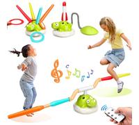 Fuutilake 3 in 1 Outdoor Toy for Children, Ring Toss Game Toys/Rope Jump Machine for Children/Foam Rocket Launcher, Sports & Outdoor Toy with Music, 4 Speeds, Remote Control for 3+ years
