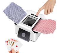 Fuutilake Automatic Card Shuffler for 1-2 Decks, Low Noise Electric Card Shuffler with AUTO & Manual Mode Portable Card Shuffling Machine with 2000mAh Battery for Different Card Sizes (White)