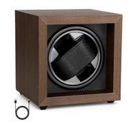Fuutilake Single Watch Winder for Automatic Watches Only - USB Powered, Ultra-Quiet 5dB Anti-Magnetic Wooden Box with Smart 12-Hour Rotation & Memory Foam Pillow (Walnut Finish)