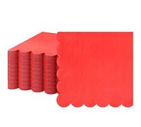 Fuutreo 100 Pcs Scalloped Cocktail Napkins Thick Paper Disposable Party Napkins Beverage Tissue for Wedding Dinner Birthday Supplies, 5 x 5 Inches(Red)