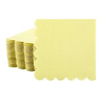 Fuutreo 100 Pcs Scalloped Cocktail Napkins, Thick Paper, Disposable, Yellow, 5 x 5 Inches, Wedding Dinner Birthday Supplies