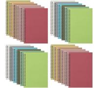 Fuutreo 24 Pcs Spiral Notebook for Work A5 8.3 x 5.7 Inch College Ruled Spiral Journal Notebook Kraft Cover, 12 Color, 60 Sheets, 120 Pages for Office School Supplies(Gemstone Color,Classic)
