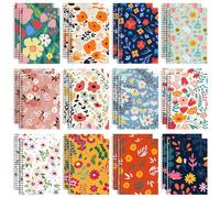 Fuutreo 24 Pcs Spiral Notebook for Work A5 8.3 x 5.7 Inch College Ruled Spiral Journal Notebook Kraft Cover, 12 Color, 60 Sheets, 120 Pages for Office School Supplies(Innovative,Floral)