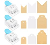 Fuutreo 3 Pcs 3 in 1 Tag Punch for Paper Crafts 1.5''/ 2''/ 2.5'' Gift Tag Shape Small Hole Punch for Tags Card Making Scrapbooking Arts DIY Projects, 3 Styles