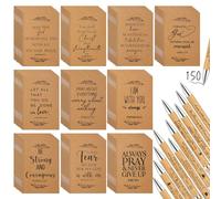 Fuutreo 300 Pcs Christian Gift Set Bible Verse Prayer Journals Bible Pens Inspirational Religious Notebook Mini Scripture Pocket Notepad for Back to School Church Pastor Vbs Sunday School Office