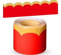 Fuutreo 32.8ft Graduation Wave Bulletin Board Borders Happy Red Gold Die Cut Board Trim Chalkboard Wall Decor for Elementary School Classroom Home Door Graduation Party Supplies