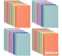 Fuutreo 36 Pcs Spiral Notebook for Work A5 8.3 x 5.7 Inch College Ruled Spiral Journal Notebook Kraft Cover, 12 Color, 60 Sheets, 120 Pages for Office School Supplies(Candy Color)