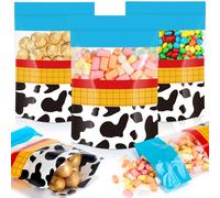Fuutreo 50 Pcs Cartoon Story Bags Plastic Blue Sky Sealed Pouches Resealable Cow Pattern Pouches Party Favor Bags for Home Candy Small Gift Party Wrapping Supplies Decoration