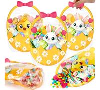 Fuutreo 50 Pcs Easter Gift Bags Transparent Bunny Sealing Pouches with Handles Resealable Happy Easter Plastic Favor Bags for Spring Holiday Party Candy Gift Wrapping Supplies Decor(Chick)