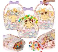 Fuutreo 50 Pcs Easter Gift Bags Transparent Bunny Sealing Pouches with Handles Resealable Happy Easter Plastic Favor Bags for Spring Holiday Party Candy Gift Wrapping Supplies Decor(Pastel Chick)