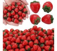 Fuutreo 50 Pcs Mini Resin Strawberry Figurines Christmas Holiday Table Decor Ornaments Tiny Sculptures DIY Craft Supplies Xmas Gift Stocking Stuffer Fruit Theme Party Favor Home Shelf Accessories